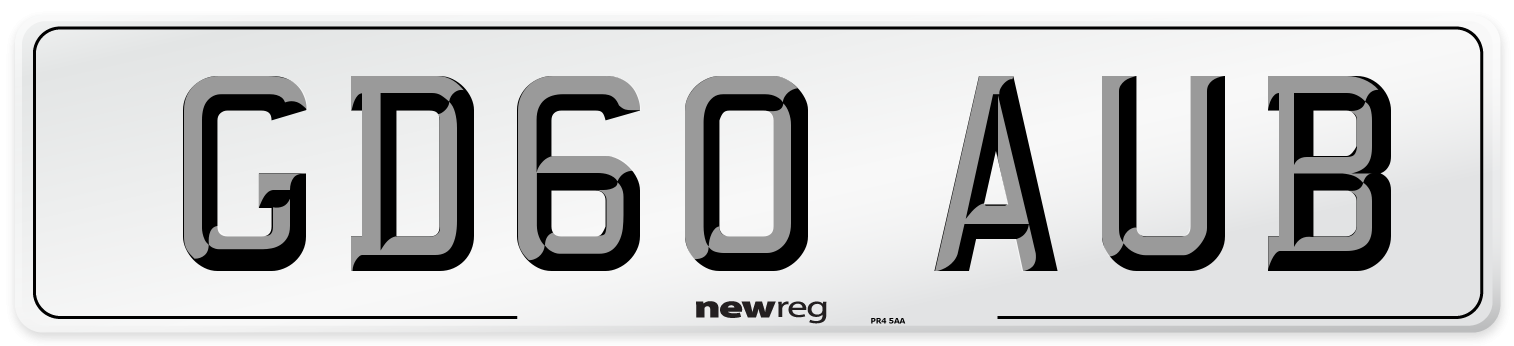 GD60 AUB Number Plate from New Reg